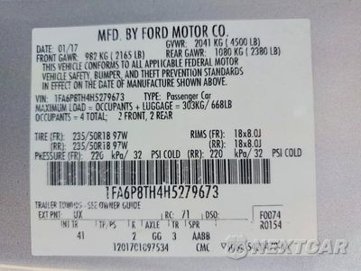 Zdjęcie 12 z 12 samochodu: 2017 FORD MUSTANG VIN:1FA6P8TH4H5279673 - miniatura