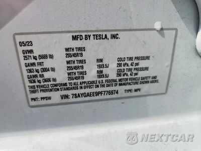 Zdjęcie 12 z 12 samochodu: 2023 TESLA MODEL Y VIN:7SAYGAEE9PF776974 - miniatura