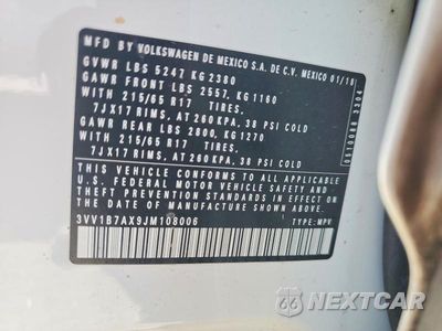 Zdjęcie 13 z 13 samochodu: 2018 VOLKSWAGEN TIGUAN S VIN:3VV1B7AX9JM108006 - miniatura