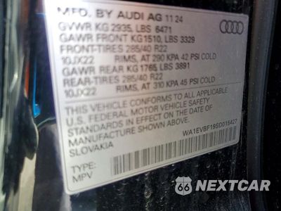 Zdjęcie 13 z 13 samochodu: 2025 AUDI Q8 PREMIUM PLUS S-LINE VIN:WA1EVBF19SD015427 - miniatura