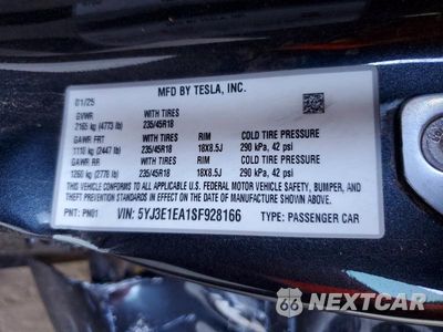 Zdjęcie 12 z 12 samochodu: 2025 TESLA MODEL 3 VIN:5YJ3E1EA1SF928166 - miniatura