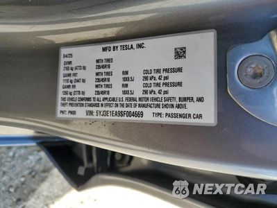 Zdjęcie 12 z 12 samochodu: 2025 TESLA MODEL 3 VIN:5YJ3E1EA9SF004669 - miniatura