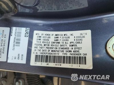 Zdjęcie 12 z 12 samochodu: 2016 HONDA ACCORD SPORT VIN:1HGCR2F56GA239172 - miniatura