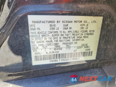 Zdjęcie 13 z 13 samochodu: 2002 NISSAN ALTIMA 3.5 SE VIN:1N4BL11D22C119067 - miniatura