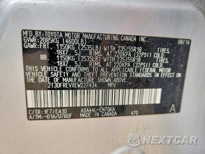 Zdjęcie 13 z 13 samochodu: 2014 TOYOTA RAV4 LIMITED VIN:2T3DFREVXEW227434 - miniatura