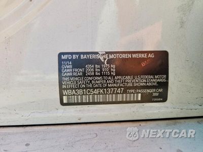 Zdjęcie 12 z 12 samochodu: 2015 BMW 320 I VIN:WBA3B1C54FK137747 - miniatura
