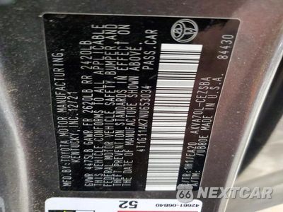 Zdjęcie 12 z 12 samochodu: 2022 TOYOTA CAMRY SE VIN:4T1G11AK7NU653034 - miniatura