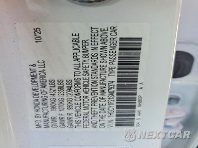 Zdjęcie 12 z 12 samochodu: 2025 HONDA ACCORD LX VIN:1HGCY1F21SA079374 - miniatura