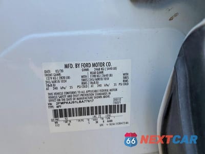 Zdjęcie 12 z 12 samochodu: 2020 FORD EDGE SEL VIN:2FMPK4J91LBA77617 - miniatura