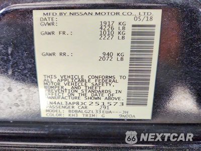 Zdjęcie 12 z 12 samochodu: 2018 NISSAN ALTIMA 2.5 S VIN:1N4AL3AP8JC251573 - miniatura
