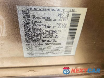 Zdjęcie 14 z 14 samochodu: 2005 NISSAN ARMADA SE VIN:5N1AA08A15N720668 - miniatura