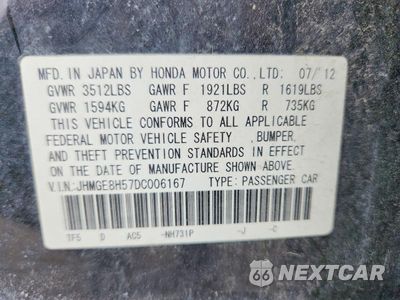 Zdjęcie 12 z 12 samochodu: 2013 HONDA FIT SPORT VIN:JHMGE8H57DC006167 - miniatura