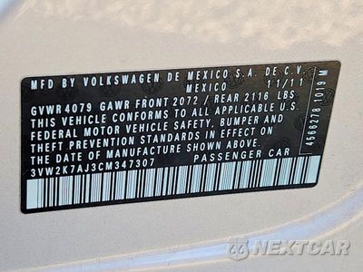 Zdjęcie 12 z 12 samochodu: 2012 VOLKSWAGEN JETTA BASE VIN:3VW2K7AJ3CM347307 - miniatura