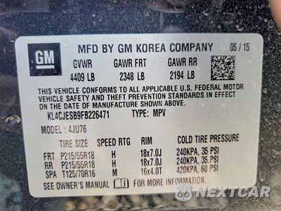Zdjęcie 13 z 13 samochodu: 2015 BUICK ENCORE VIN:KL4CJESB9FB226471 - miniatura