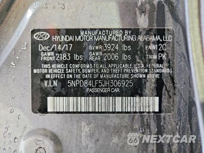 Zdjęcie 13 z 13 samochodu: 2018 HYUNDAI ELANTRA SEL VIN:5NPD84LF5JH306925 - miniatura