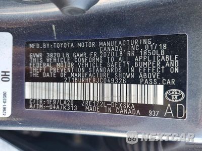 Zdjęcie 13 z 13 samochodu: 2018 TOYOTA COROLLA XSE VIN:2T1BURHE8JC049326 - miniatura