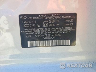 Zdjęcie 12 z 12 samochodu: 2014 HYUNDAI ELANTRA SE VIN:5NPDH4AE2EH488986 - miniatura