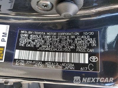 Zdjęcie 12 z 12 samochodu: 2021 TOYOTA COROLLA SE VIN:JTDS4MCE6MJ067553 - miniatura