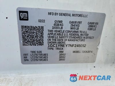 Zdjęcie 12 z 12 samochodu: 2022 CHEVROLET SILVERADO K2500 HEAVY DUTY LT VIN:1GC1YNEY7NF245052 - miniatura