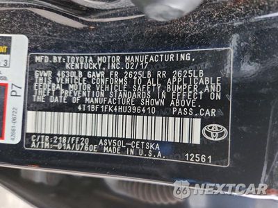 Zdjęcie 12 z 12 samochodu: 2017 TOYOTA CAMRY SE VIN:4T1BF1FK4HU396410 - miniatura