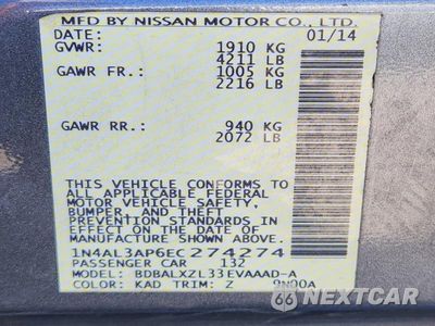 Zdjęcie 12 z 12 samochodu: 2014 NISSAN ALTIMA 2.5 SL VIN:1N4AL3AP6EC274274 - miniatura