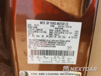 Zdjęcie 12 z 12 samochodu: 2011 FORD F150 SUPERCREW VIN:1FTFW1EF5BKD37489 - miniatura