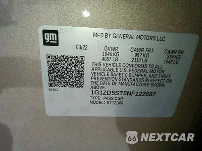 Zdjęcie 12 z 12 samochodu: 2022 CHEVROLET MALIBU LT VIN:1G1ZD5ST5NF122687 - miniatura