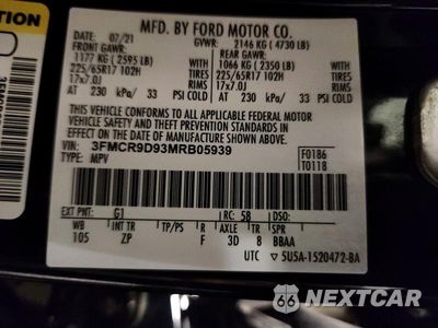 Zdjęcie 14 z 14 samochodu: 2021 FORD BRONCO SPORT BADLANDS VIN:3FMCR9D93MRB05939 - miniatura