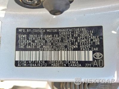 Zdjęcie 12 z 12 samochodu: 2015 TOYOTA COROLLA LE VIN:2T1BURHE9FC256167 - miniatura