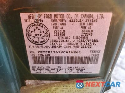 Zdjęcie 12 z 12 samochodu: 1997 FORD F150 VIN:2FTEF1767VCA16961 - miniatura