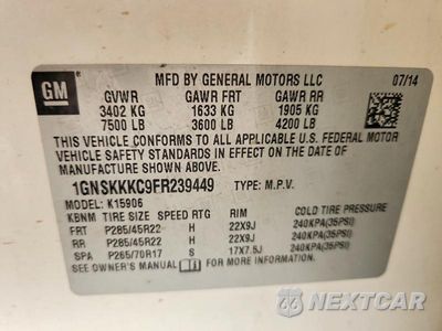Zdjęcie 13 z 13 samochodu: 2015 CHEVROLET SUBURBAN K1500 LTZ VIN:1GNSKKKC9FR239449 - miniatura