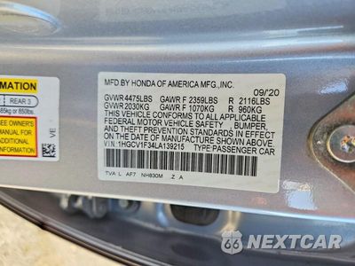 Zdjęcie 12 z 12 samochodu: 2020 HONDA ACCORD SPORT VIN:1HGCV1F34LA139215 - miniatura