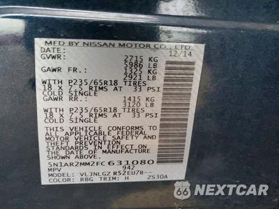 Zdjęcie 13 z 13 samochodu: 2015 NISSAN PATHFINDER SL VIN:5N1AR2MM2FC631080 - miniatura