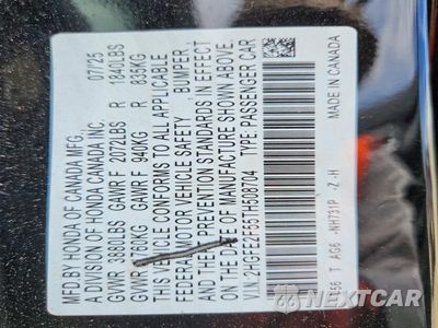 Zdjęcie 12 z 12 samochodu: 2026 HONDA CIVIC SPORT VIN:2HGFE2F55TH508704 - miniatura