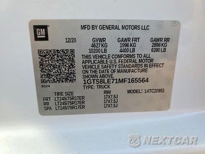 Zdjęcie 12 z 12 samochodu: 2021 GMC SIERRA C2500 HEAVY DUTY VIN:1GT58LE71MF165564 - miniatura