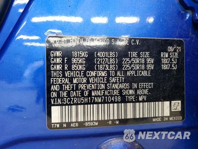 Zdjęcie 12 z 12 samochodu: 2022 HONDA HR-V SPORT VIN:3CZRU5H17NM710498 - miniatura