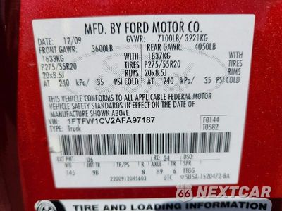 Zdjęcie 12 z 12 samochodu: 2010 FORD F150 SUPERCREW VIN:1FTFW1CV2AFA97187 - miniatura