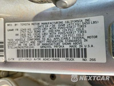 Zdjęcie 12 z 12 samochodu: 2008 TOYOTA TACOMA V6 VIN:5TELU42N28Z581241 - miniatura