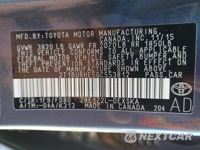 Zdjęcie 12 z 12 samochodu: 2016 TOYOTA COROLLA S PLUS VIN:2T1BURHE5GC553812 - miniatura