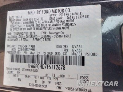 Zdjęcie 12 z 12 samochodu: 2015 FORD FUSION SE VIN:1FA6P0HD7F5112678 - miniatura