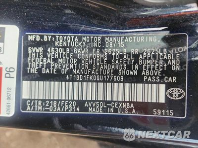 Zdjęcie 13 z 13 samochodu: 2016 TOYOTA CAMRY HYBRID LE VIN:4T1BD1FK0GU177609 - miniatura