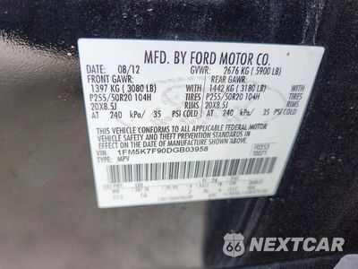 Zdjęcie 13 z 13 samochodu: 2013 FORD EXPLORER LIMITED VIN:1FM5K7F90DGB03958 - miniatura