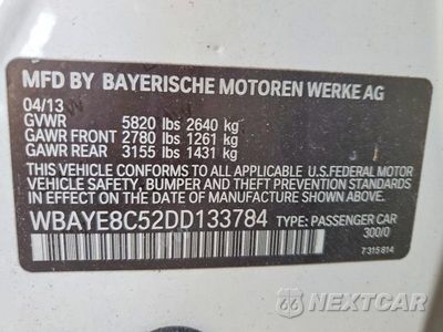 Zdjęcie 12 z 12 samochodu: 2013 BMW 750 LI VIN:WBAYE8C52DD133784 - miniatura