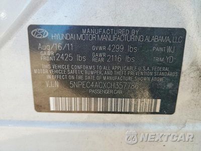 Zdjęcie 13 z 13 samochodu: 2012 HYUNDAI SONATA LIMITED VIN:5NPEC4ACXCH357786 - miniatura