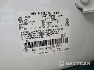 Zdjęcie 13 z 13 samochodu: 2020 FORD EXPLORER XLT VIN:1FMSK7DH3LGC22759 - miniatura