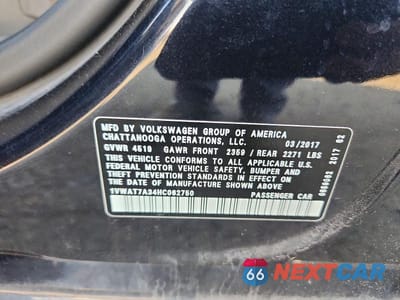 Zdjęcie 13 z 13 samochodu: 2017 VOLKSWAGEN PASSAT S VIN:1VWAT7A34HC062750 - miniatura