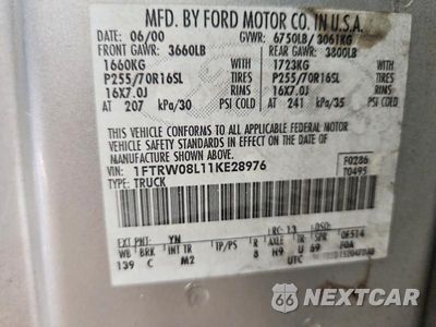 Zdjęcie 13 z 13 samochodu: 2001 FORD F150 SUPERCREW VIN:1FTRW08L11KE28976 - miniatura