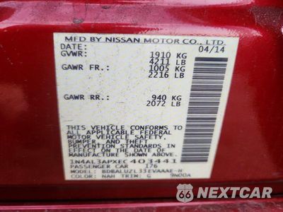Zdjęcie 12 z 12 samochodu: 2014 NISSAN ALTIMA 2.5 SV VIN:1N4AL3APXEC403441 - miniatura