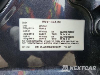 Zdjęcie 13 z 13 samochodu: 2024 TESLA MODEL Y VIN:7SAYGDED4RF096511 - miniatura