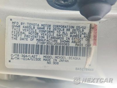 Zdjęcie 12 z 12 samochodu: 2002 LEXUS ES 300 VIN:JTHBF30G120069383 - miniatura